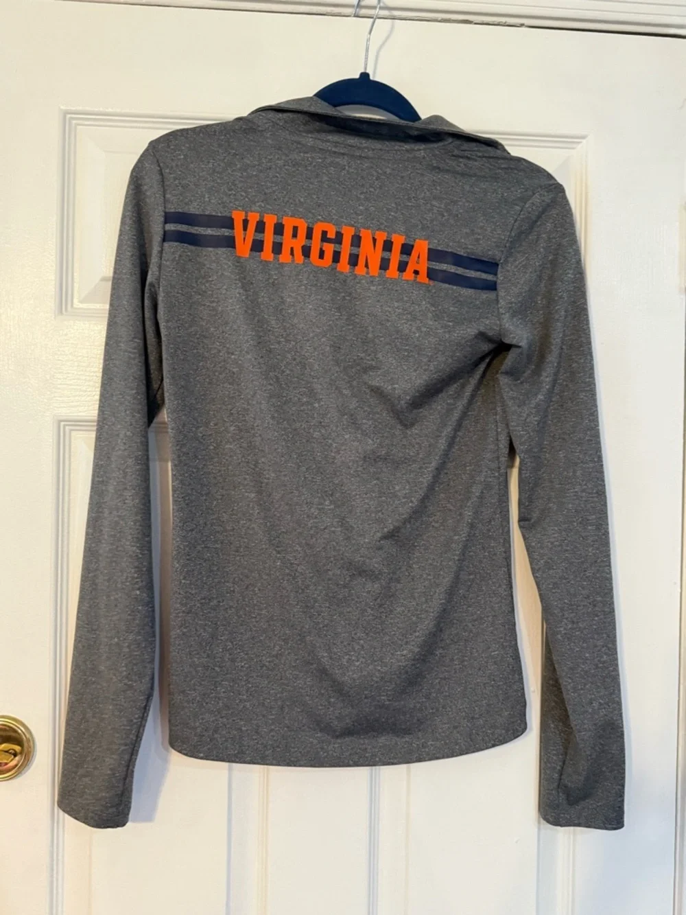 PINK Victoria's Secret Gray Half-Zip Pullover with Orange Logo - Picture 5 of 7
